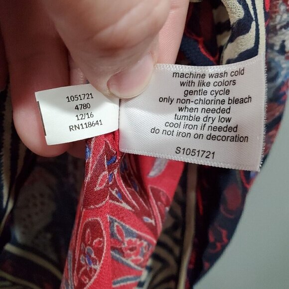 Lane Bryant Womens Blouse Top V Neck Kimono Sleeve Floral Print Red Blue 14/16. - Picture 11 of 15